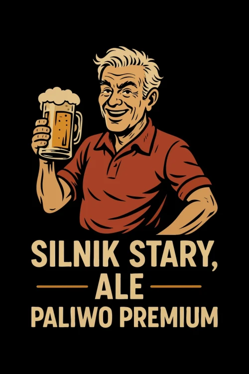 Kubek dla dziadka – Silnik stary, ale paliwo premium - grafika