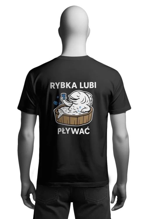 Koszulka dla wędkarza - Rybka lubi pływać - męska tył