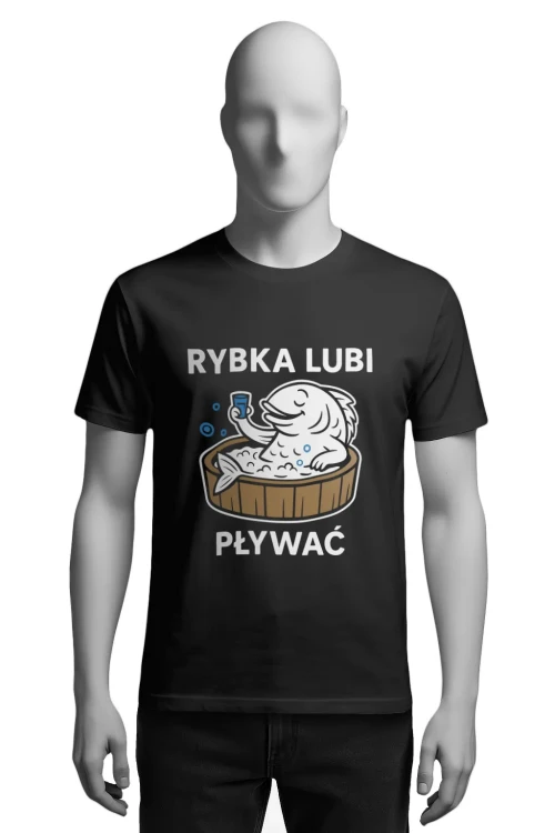 Koszulka dla wędkarza - Rybka lubi pływać - męska przód