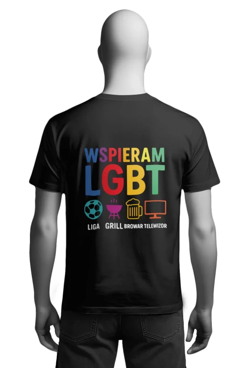Koszulka kontrowersyjna - wspieram LGBT - męska tył