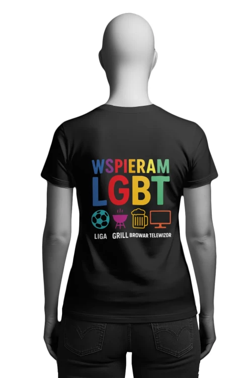 Koszulka kontrowersyjna - wspieram LGBT - damska tył