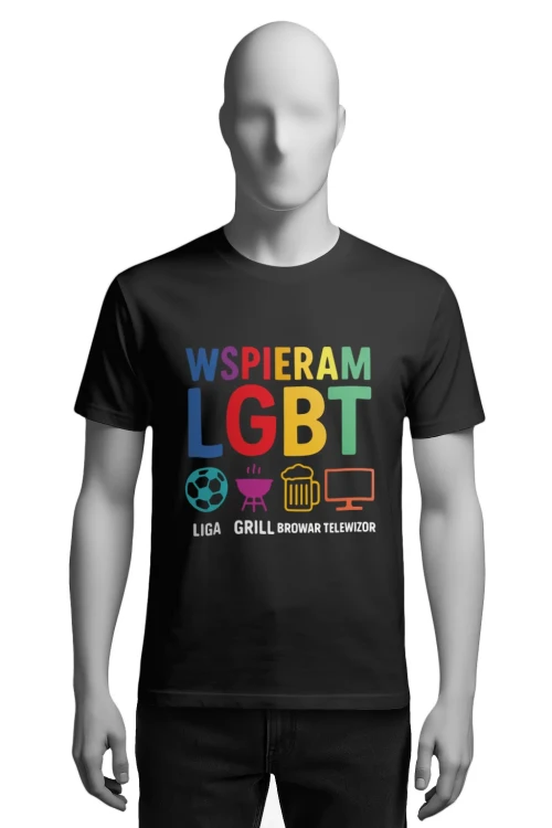 Koszulka kontrowersyjna - wspieram LGBT - męska przód
