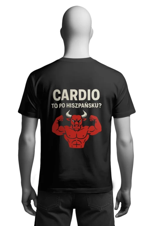 Koszulka na siłownię - CARDIO - to po hiszpańsku? - męska tył