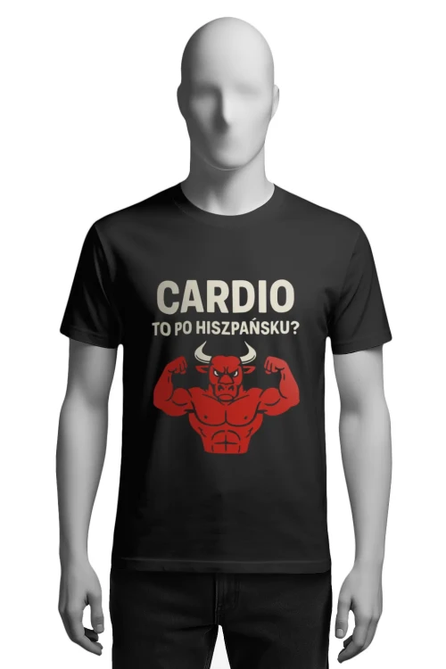 Koszulka na siłownię - CARDIO - to po hiszpańsku? - męska przód
