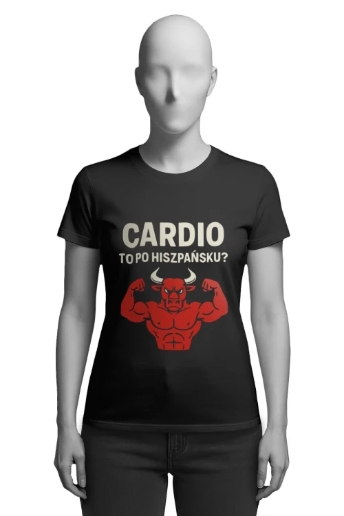 Koszulka na siłownię - CARDIO - to po hiszpańsku? - damska przód