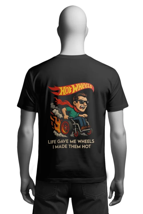 Koszulka kontrowersyjna - Hot Wheels - wózek inwalidzki - męska tył