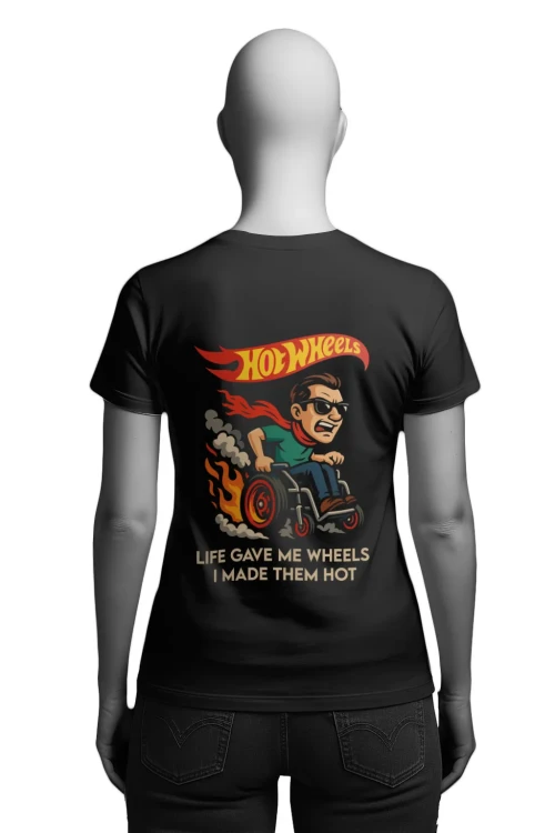Koszulka kontrowersyjna - Hot Wheels - wózek inwalidzki - damska tył