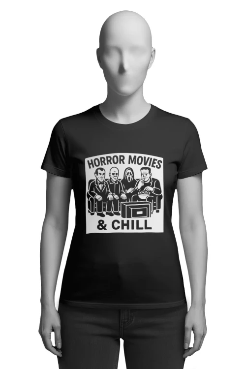 Koszulka Halloween – Horror Movies &amp; Chill - damska przód