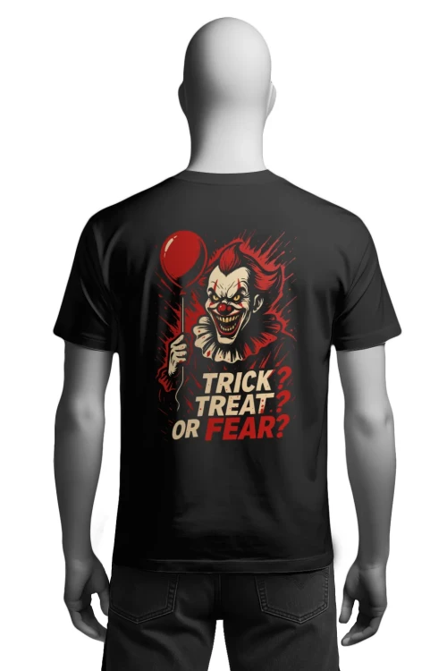 Koszulka Halloween – Trick, Treat or Fear? Pennywise - męska tył