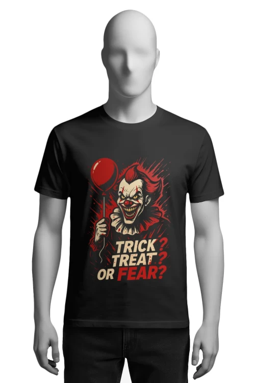 Koszulka Halloween – Trick, Treat or Fear? Pennywise - męska przód